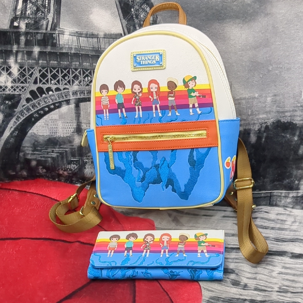 Stranger Things Loungefly Chibi Backpack 19 Rare Summer of 85 & Matching Wallet